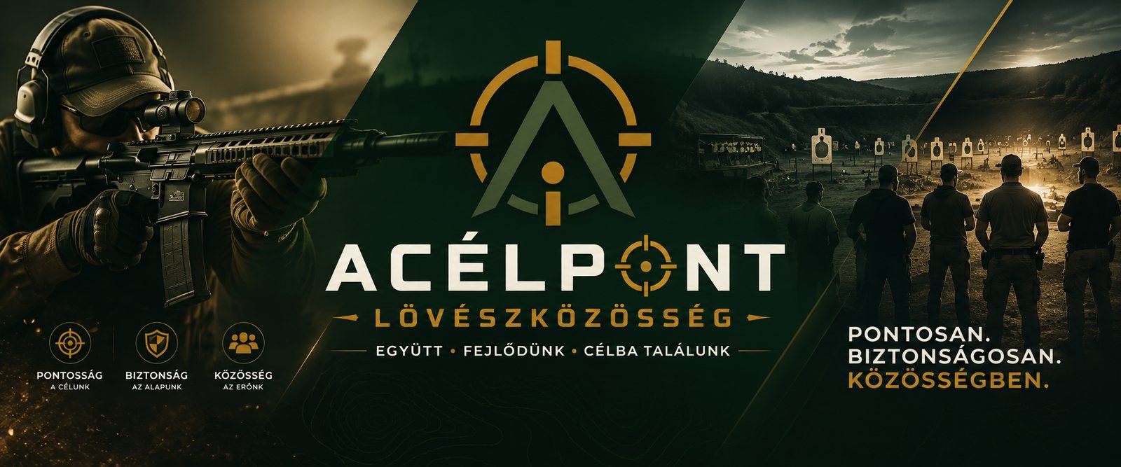 Acélpont Lövészközösség – Együtt · Fejlődünk · Célba találunk. Pontosan, biztonságosan, közösségben.